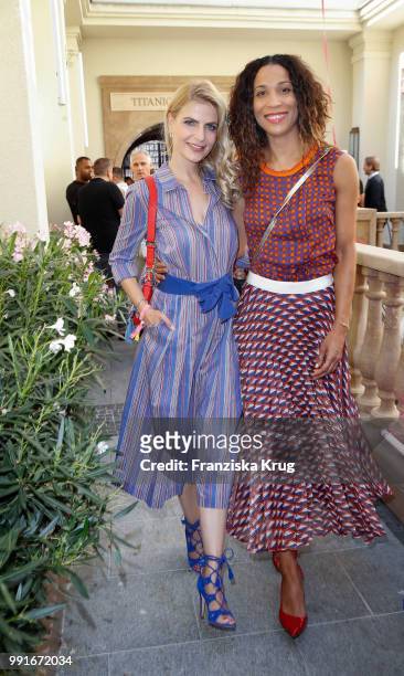 Tanja Buelter and Annabelle Mandeng during the GRAZIA Pink Hour at Titanic Hotel on July 4, 2018 in Berlin, Germany.