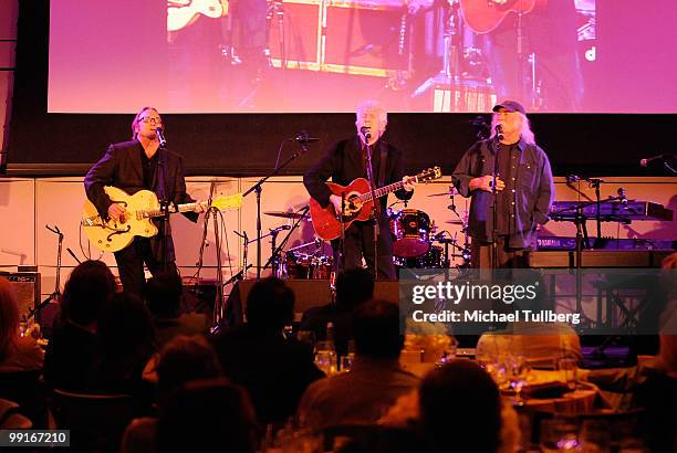 Musicians Stephen Stills, Graham Nash and David Crosby of Crosby, Stills & Nash perform at the Second Annual "Dream, Believe, Achieve" Gala to...