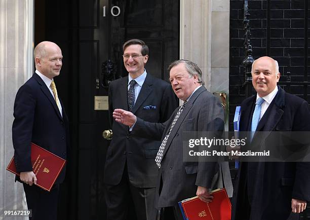 New members of the Cabinet Foreign Secretary William Hague, Attorney General Dominic Grieve, Secretary of State for Justice Ken Clarke and Secretary...