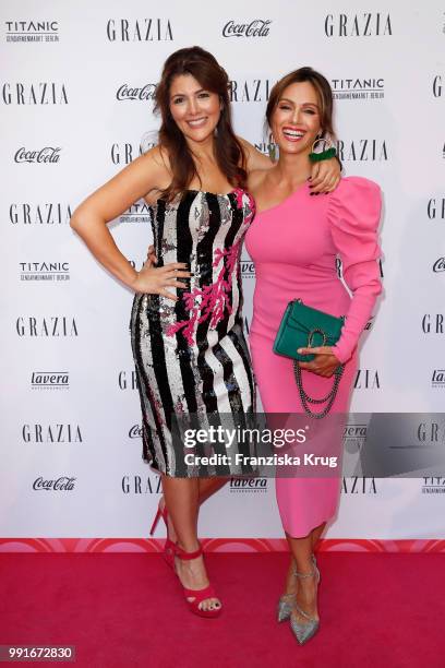 Sedef Ayguen and Nazan Eckes during the GRAZIA Pink Hour at Titanic Hotel on July 4, 2018 in Berlin, Germany.