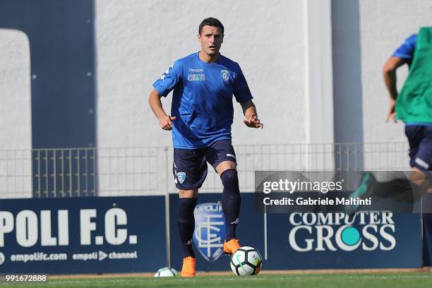 Manuel Pasqual of Empoli FC in action during first training session of the 2018/2019 season on July 4, 2018 in Empoli, Italy.