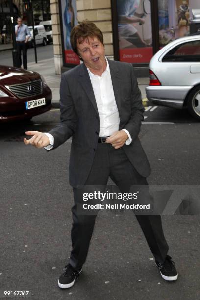 Sir Paul McCartney arriving at BBC Radio One on May 13, 2010 in London, England.