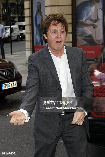 Sir Paul McCartney arriving at BBC Radio One on May 13, 2010 in London, England.