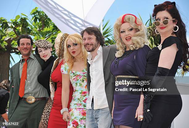 Mimi Le Meaux , Mathieu Amalric , Roky Roulette, Kitten On The Keys, Julie Atlas Muz and guests attend the 'On Tour' Photocall at the Palais des...