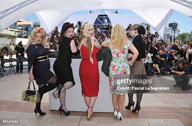 Mimi Le Meaux , Roky Roulette, Kitten On The Keys and Julie Atlas Muz attend the 'On Tour' Photocall at the Palais des Festivals during the 63rd...