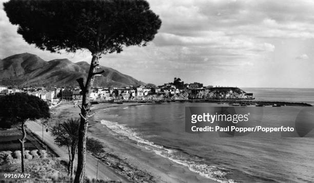 The coastal town of Benidorm in Spain, circa 1950.