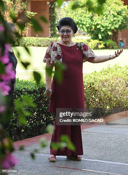 Philippine former first lady Imelda Marcos speaks to supporters in Laoag city, northern province of Ilocos Norte, on May 13 following her election to...