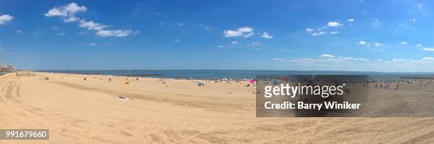 panorama of coney island beach, nyc - barry island panoramic stock-fotos und bilder