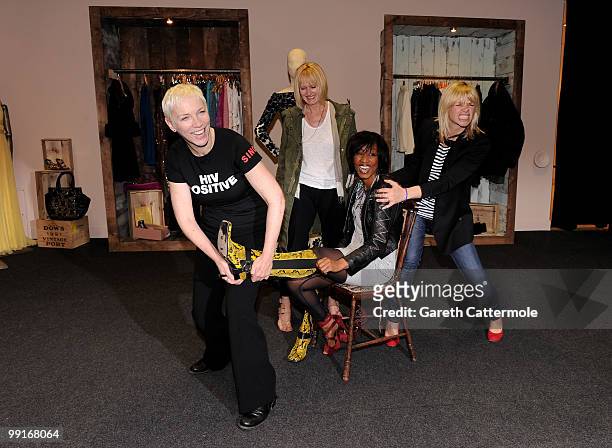 Annie Lennox, Jane Shepherdson, Beverley Knight and Zoe Ball attend the launch photocall for The Oxfam Curiosity Shop which includes items donated by...