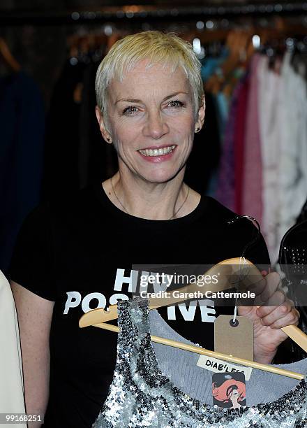 Annie Lennox attends the launch photocall for The Oxfam Curiosity Shop which includes items donated by celebrities at Selfridges on May 13, 2010 in...