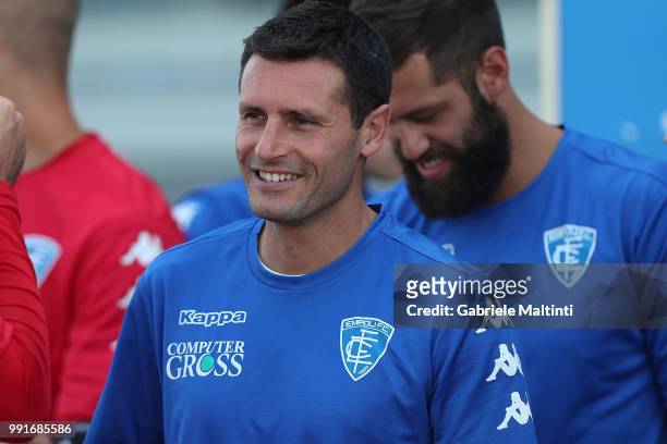 Manuel Pasqual of Empoli FC in action during first training session of the 2018/2019 season on July 4, 2018 in Empoli, Italy.