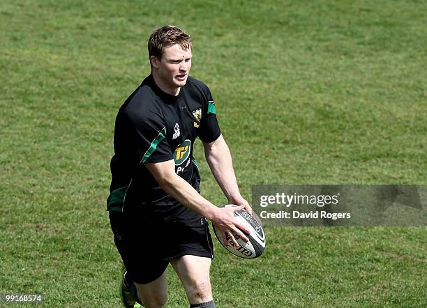 Chris Ashton runs with the ball during the Northampton Saints training session held at Franklin's Gardens on May 13, 2010 in Northampton, England.