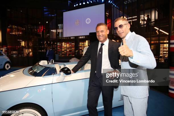 Massimo Suppancig and Lapo Elkann attend HAPPY BIRTHDAY FIAT 500 Event in Milan on July 4, 2018 in Milan, Italy.