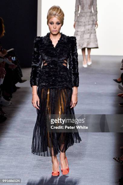 Model Adwoa Aboah walks the runway during the Fendi Couture Haute Couture Fall Winter 2018/2019 show as part of Paris Fashion Week on July 4, 2018 in...