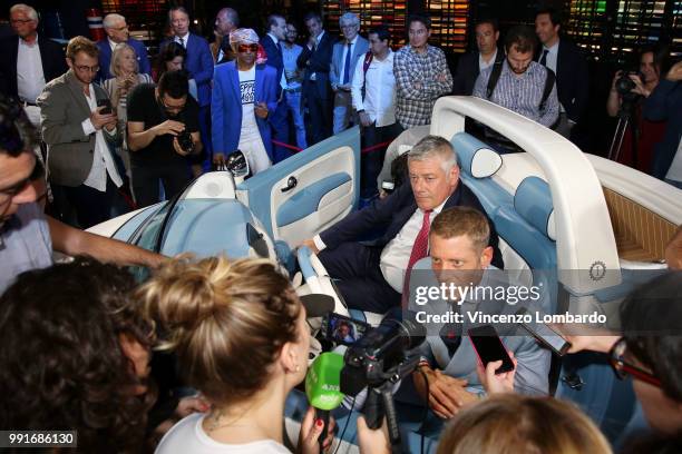 Paolo Pininfarina and Lapo Elkann attend HAPPY BIRTHDAY FIAT 500 Event in Milan on July 4, 2018 in Milan, Italy.