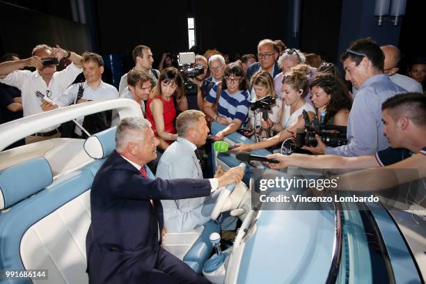 Paolo Pininfarina and Lapo Elkann attend HAPPY BIRTHDAY FIAT 500 Event in Milan on July 4, 2018 in Milan, Italy.