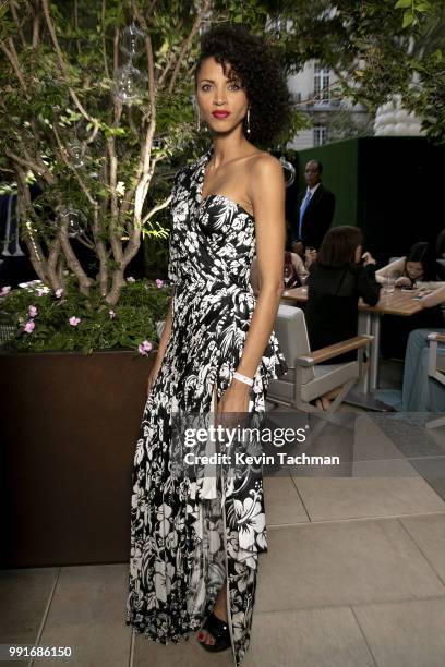 Noemie Lenoir attends the amfAR Paris Dinner at The Peninsula Hotel on July 4, 2018 in Paris, France.