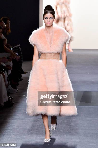 Model Luna Bijl walks the runway during the Fendi Couture Haute Couture Fall Winter 2018/2019 show as part of Paris Fashion Week on July 4, 2018 in...
