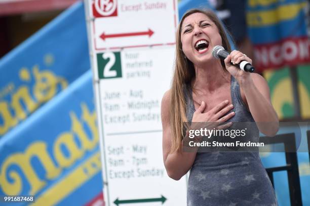 Atmosphere at the Nathan's Hot Dog Eating Contest on July 4, 2018 in the Coney Island neighborhood of the Brooklyn borough of New York City.