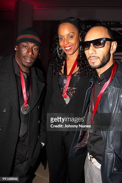 Nate "Danja" Hill, Angela Hunte, and Swizz Beatz attend the 2010 SESAC New York Music Awards at the IAC Building on May 12, 2010 in New York City.