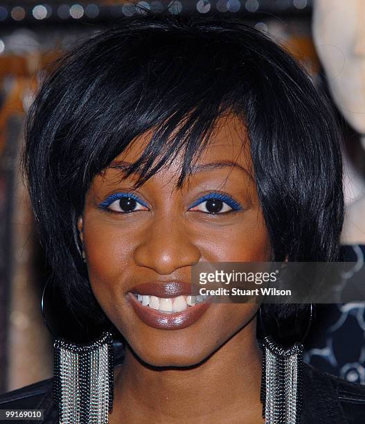 Beverley Knight attends the launch photocall for The Oxfam Curiosity Shop which includes items donated by celebrities at Selfridges on May 13, 2010...