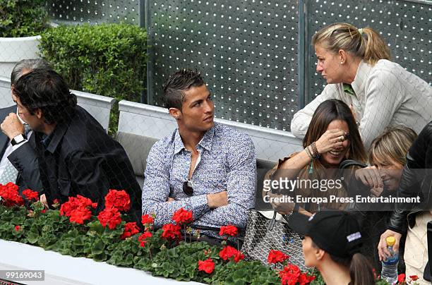 Cristiano Ronaldo and Raul Gonzalez attend the Mutua Madrilena Madrid Open on May 12, 2010 in Madrid, Spain.