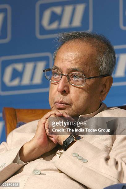 Finance Minister Pranab Mukherjee during the annual session of the Confederation of Indian Industry in New Delhi on Wednesday, May 12, 2010.