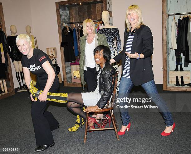 Annie Lennox, Jane Shepherson, Beverley Knight and Zoe Ball attend the launch photocall for The Oxfam Curiosity Shop which includes items donated by...