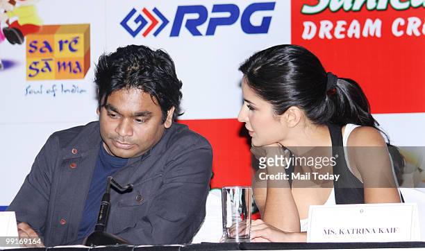 Rahman and Katrina Kaif at the launch of a kids music album in Mumbai on May 12, 2010.