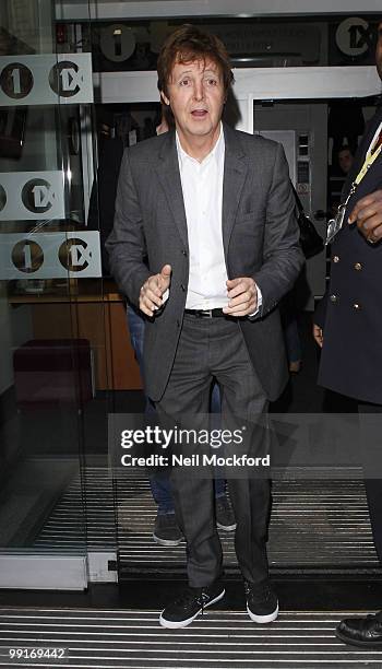 Sir Paul McCartney Sighted leaving BBC Radio One on May 13, 2010 in London, England.