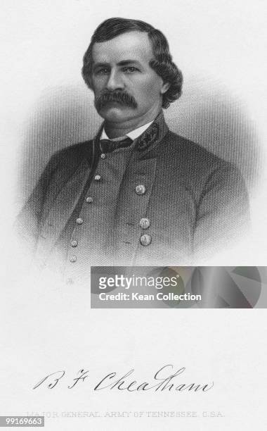 Engraving of Benjamin F. Cheatham , a Tennessee aristocrat, California gold miner, and a General in the Confederate States Army during the American...