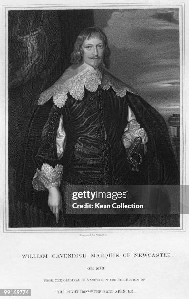 Engraving depicting William Cavendish, First Duke of Newcastle-upon-Tyne , English polymath and aristocrat, Great Britain, circa 1650.