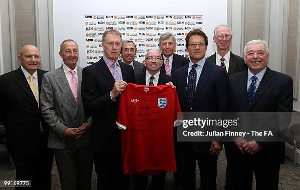 Members of the England 1966 Squad, George Cohen, Gerry Byrne, Sir Geoff Hurst, Gordon Banks, Nobby Stiles, Martin Peters, Jack Charlton and Ian...