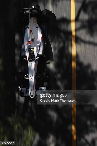 Pedro de la Rosa of Spain and BMW Sauber drives during practice for the Monaco Formula One Grand Prix at the Monte Carlo Circuit on May 13, 2010 in...