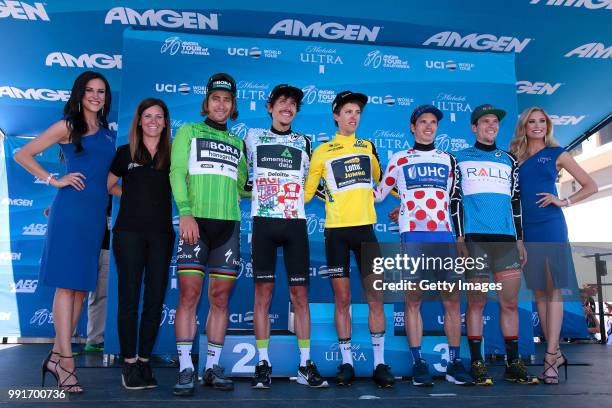 12Th Amgen Tour Of California Men 2017, Stage 7Podium, Peter Sagan Green Sprint Jersey/ Lachlan Morton White Young Jersey/ George Bennett Yellow...