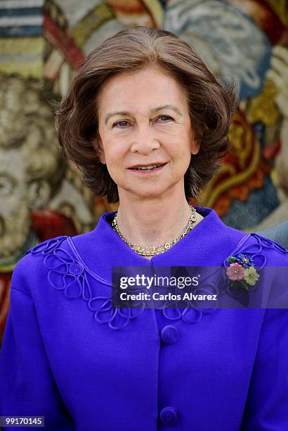 Queen Sofia of Spain hosts an audience at the Zarzuela Palace on May 13, 2010 in Madrid, Spain.