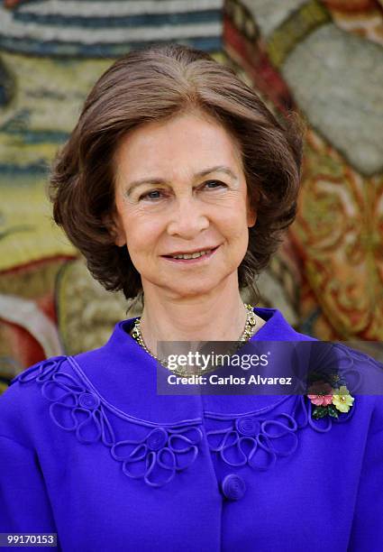 Queen Sofia of Spain hosts an audience at the Zarzuela Palace on May 13, 2010 in Madrid, Spain.