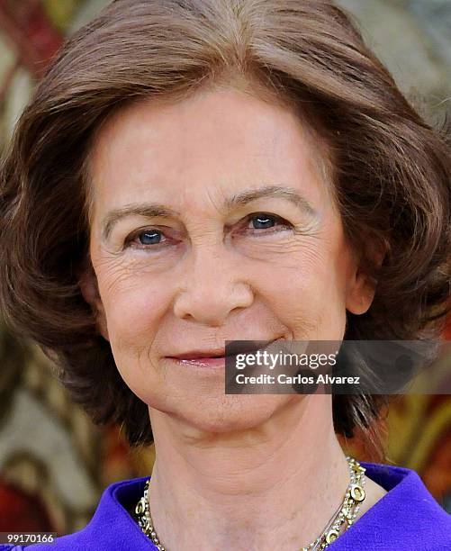 Queen Sofia of Spain hosts an audience at the Zarzuela Palace on May 13, 2010 in Madrid, Spain.