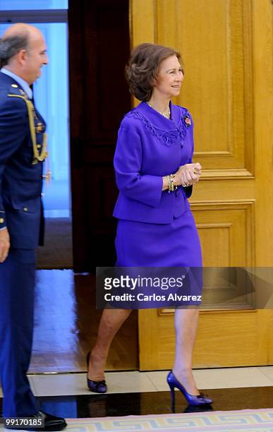 Queen Sofia of Spain hosts an audience at the Zarzuela Palace on May 13, 2010 in Madrid, Spain.