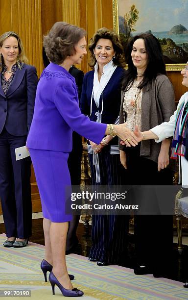 Queen Sofia of Spain hosts an audience at the Zarzuela Palace on May 13, 2010 in Madrid, Spain.