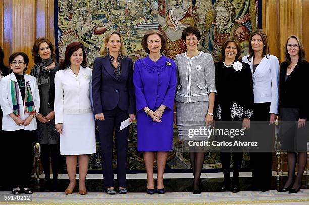 Queen Sofia of Spain hosts an audience at the Zarzuela Palace on May 13, 2010 in Madrid, Spain.