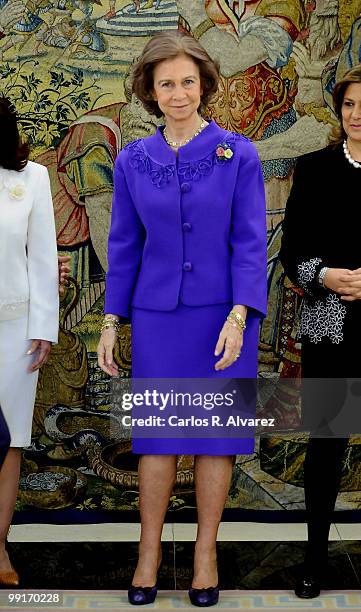 Queen Sofia of Spain hosts an audience at the Zarzuela Palace on May 13, 2010 in Madrid, Spain.