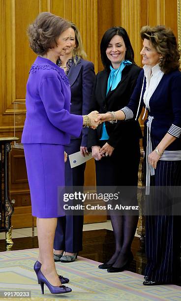 Queen Sofia of Spain hosts an audience at the Zarzuela Palace on May 13, 2010 in Madrid, Spain.