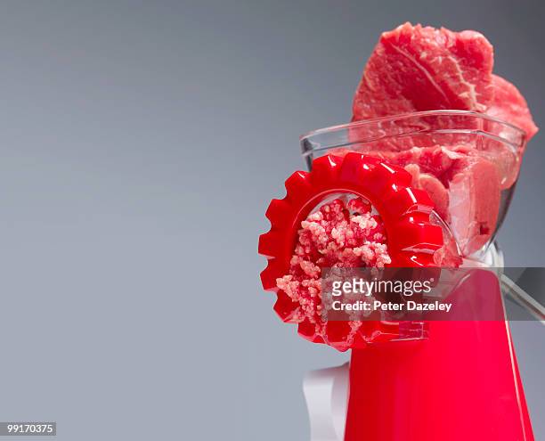 red meat steak being minced - anatomical substance imagens e fotografias de stock