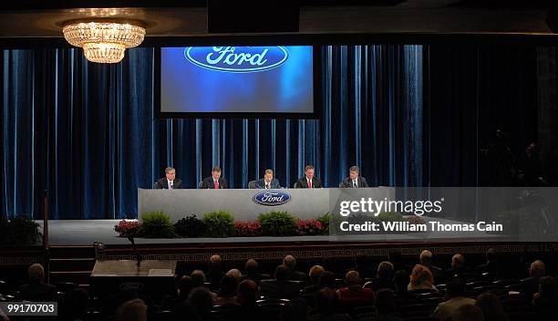Ford Motor Company's Chief Financial Officer Lewis Booth, Chief Executive Officer Alan Mulally, Executive Chairman Bill Ford, Corporate Secretary...