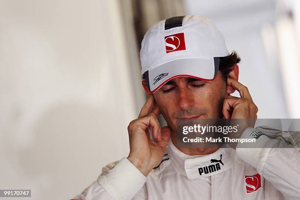 Pedro de la Rosa of Spain and BMW Sauber prepares to drive during practice for the Monaco Formula One Grand Prix at the Monte Carlo Circuit on May...