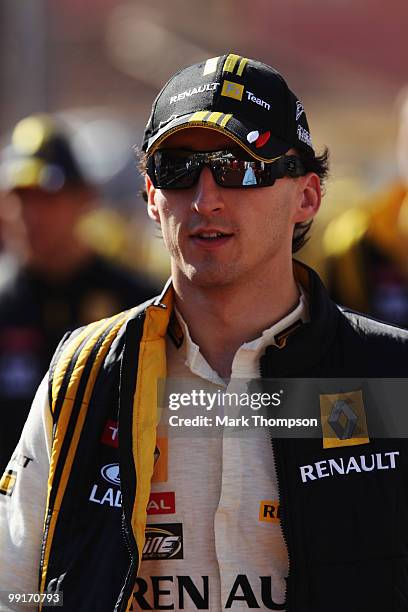 Robert Kubica of Poland and Renault prepares to drive during practice for the Monaco Formula One Grand Prix at the Monte Carlo Circuit on May 13,...