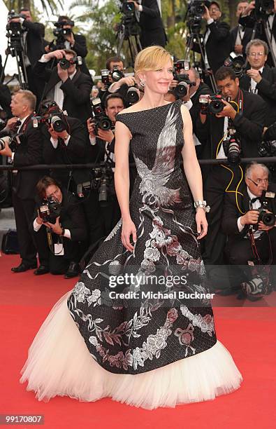 Actress Cate Blanchett attends the "Robin Hood" Premiere at the Palais des Festivals during the 63rd Annual Cannes Film Festival on May 12, 2010 in...