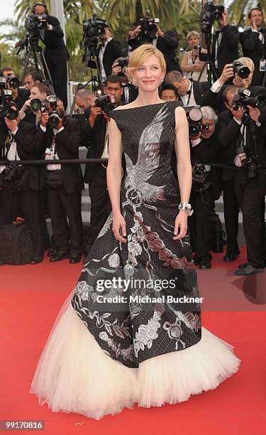 Actress Cate Blanchett attends the "Robin Hood" Premiere at the Palais des Festivals during the 63rd Annual Cannes Film Festival on May 12, 2010 in...