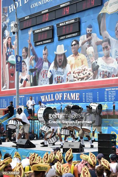 Atmosphere at the Nathan's Hot Dog Eating Contest on July 4, 2018 in the Coney Island neighborhood of the Brooklyn borough of New York City.